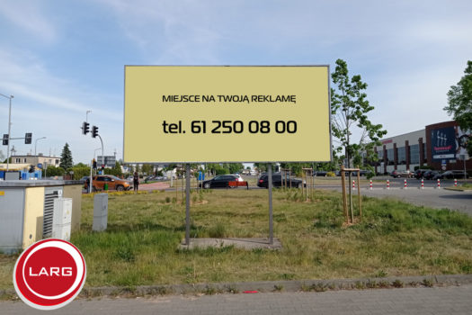 wizualizacja reklamy - zdjęcie billboardu z napisem "Miejsce na Twoją reklamę"